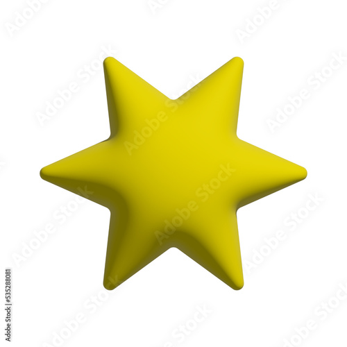 3d illustration  yellow star on white background