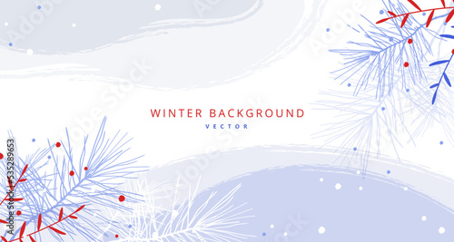 Winter abstract background. Christmas holidays artistic template. Vector illustration for poster, cover, print, wallpaper, decor, header, social media post, AD
