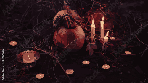 halloween illustration, lantern helloween, Halloween poster background.Illustration for the holiday of halloween 2022