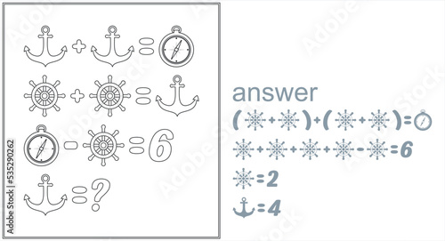 Mathematical puzzles. rebus for children and adults. count numbers. A Math game for the mind. Riddle with numbers. with an answer Vector. Sheet coloring book