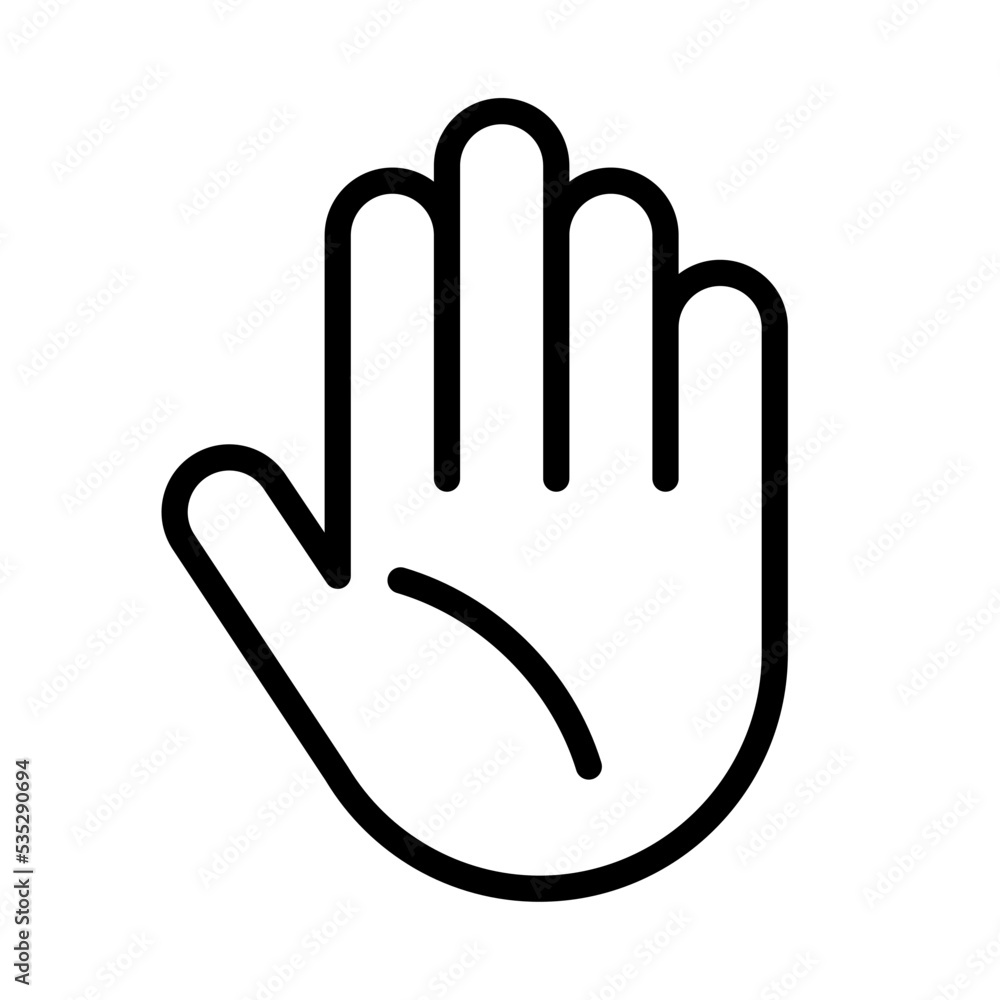 Icono de mano. Palma de la mano. Concepto de detenerse. Ilustración vectorial Icono de mano. Palma de la mano. Concepto de detenerse. Ilustración vectorial