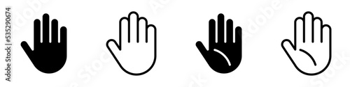 Conjunto de iconos de manos. Palma de la mano. Concepto de detenerse. Ilustración vectorial