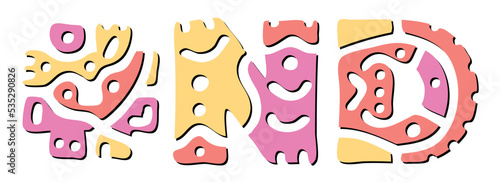 ND Hashtag. Doodle isolate text. Colored curves decorative doodle letters. Hashtag #ND is abbreviation for the US American state North Dakota for print, booklet, banner, flyer.