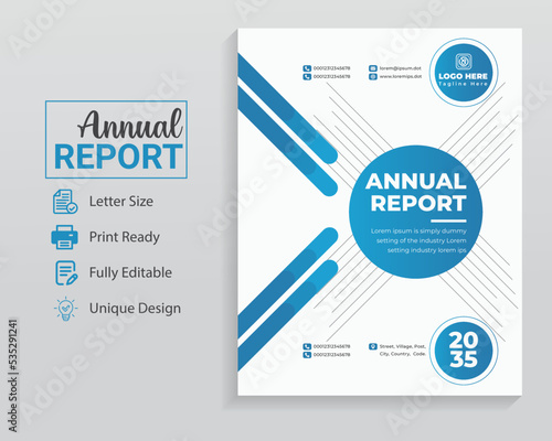 Brand identity design one. Abstract blue liquid graphic gradient circle shape on cover book presentation. Minimal brochure layout and modern report business flyers poster template