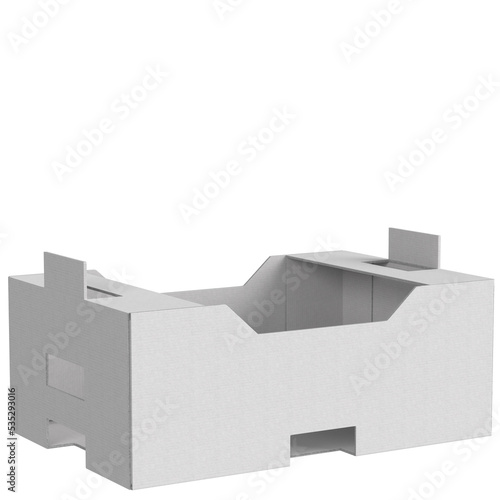 3d rendering illustration of a cardboard crate