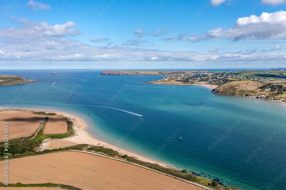 Aerial view of The Camel Estuary in Cornwall