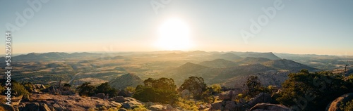 Panorama of the Wichita Mountains in the United States of America during the sunset