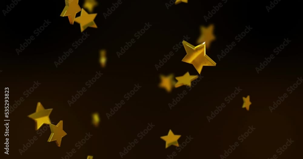 Animation of gold stars falling over black background Animation of gold stars falling over black background