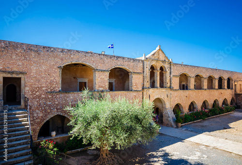 Arkadi Monastery (in Greek Moní Arkadíou) is an Eastern Orthodox monastery, situated near Rethymno. It is one of the most historic monasteries on Crete. photo