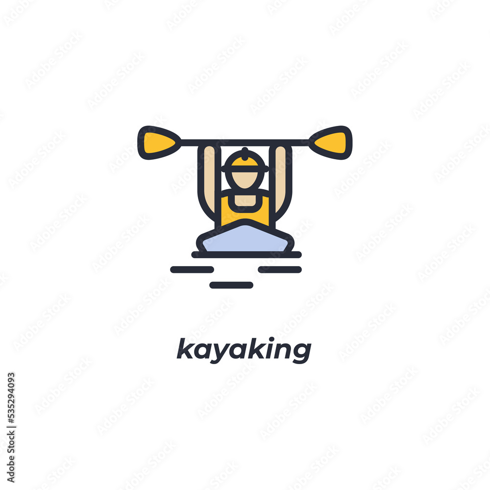 Vector sign kayaking symbol is isolated on a white background. icon color editable. Vector sign kayaking symbol is isolated on a white background. icon color editable.