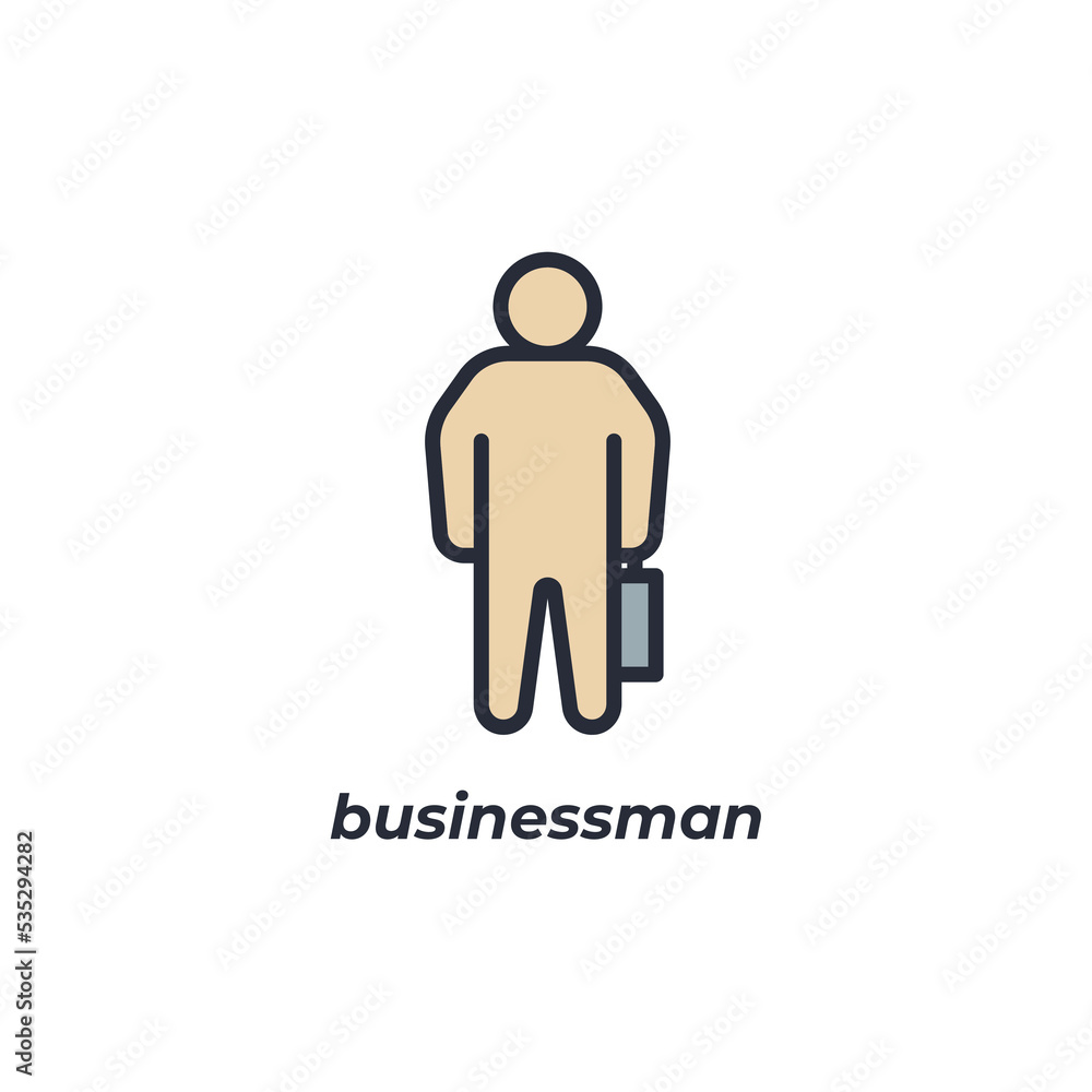 Vector sign businessman symbol is isolated on a white background. icon color editable. Vector sign businessman symbol is isolated on a white background. icon color editable.