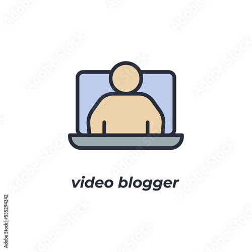 Vector sign video blogger symbol is isolated on a white background. icon color editable.