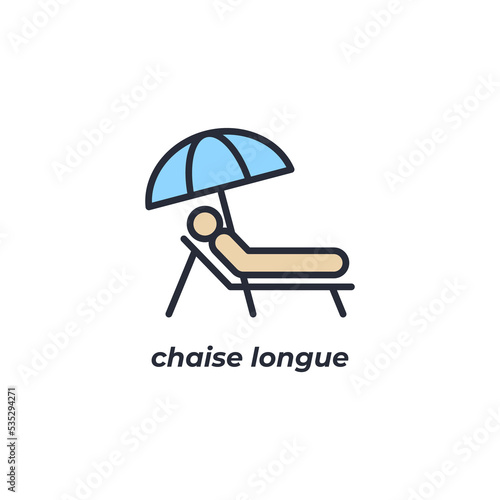 Vector sign chaise longue symbol is isolated on a white background. icon color editable.