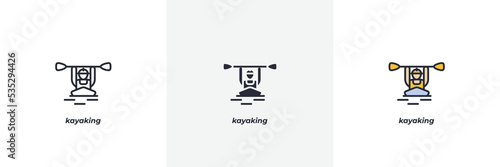 kayaking icon. Line, solid and filled outline colorful version, outline and filled vector sign. Idea Symbol, logo illustration. Vector graphics