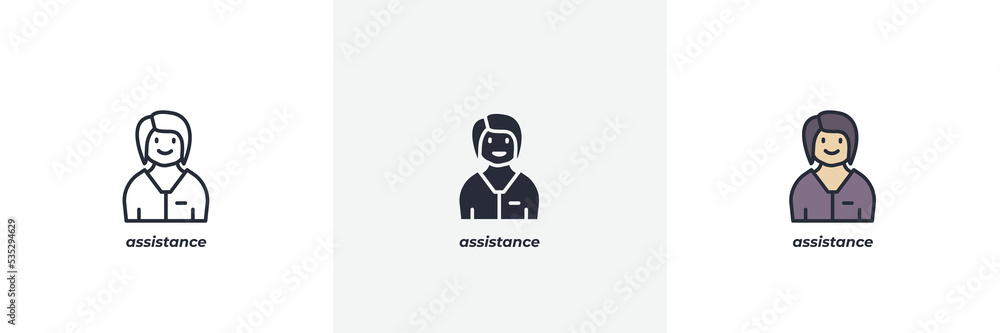 assistance icon. Line, solid and filled outline colorful version, outline and filled vector sign. Idea Symbol, logo illustration. Vector graphics assistance icon. Line, solid and filled outline colorful version, outline and filled vector sign. Idea Symbol, logo illustration. Vector graphics
