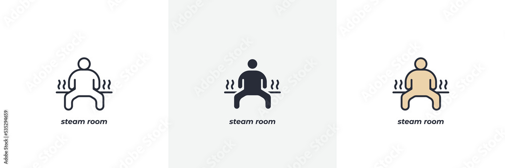 steam room icon. Line, solid and filled outline colorful version, outline and filled vector sign. Idea Symbol, logo illustration. Vector graphics