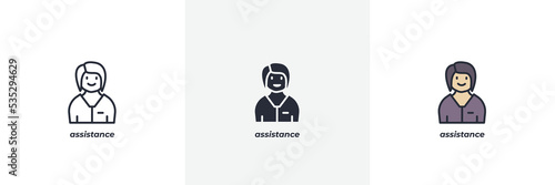 assistance icon. Line, solid and filled outline colorful version, outline and filled vector sign. Idea Symbol, logo illustration. Vector graphics