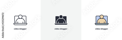 video blogger icon. Line, solid and filled outline colorful version, outline and filled vector sign. Idea Symbol, logo illustration. Vector graphics