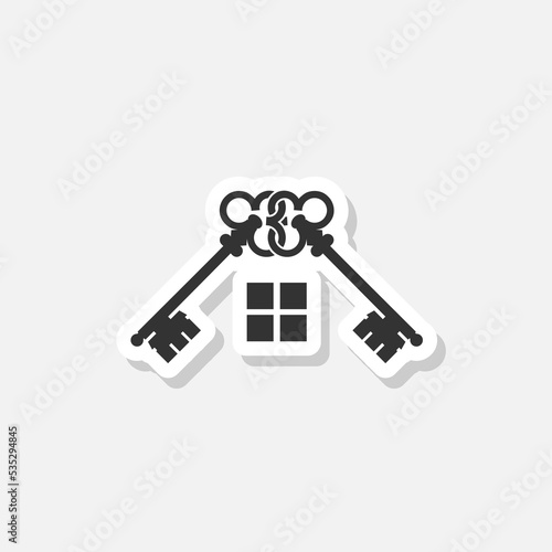 House key illustration sticker isolated on white background