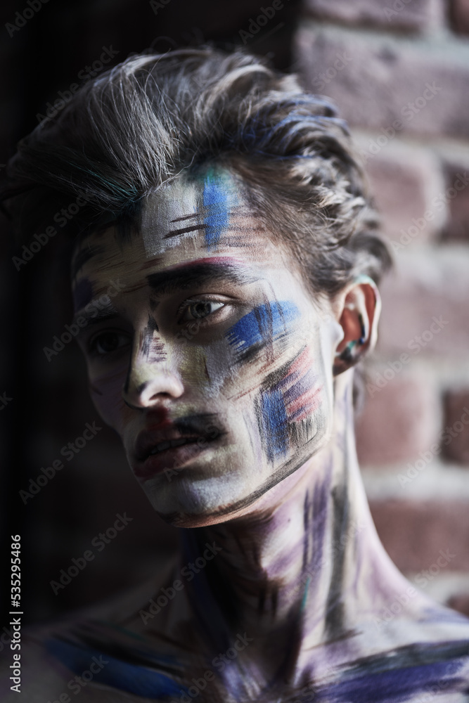 man with painted face man with painted face