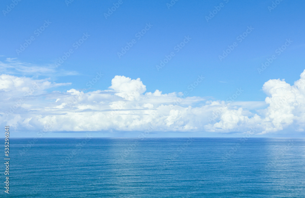 Beautiful nature of Sea in sunny day. island freedom wave blue sky and cloud in relax day.