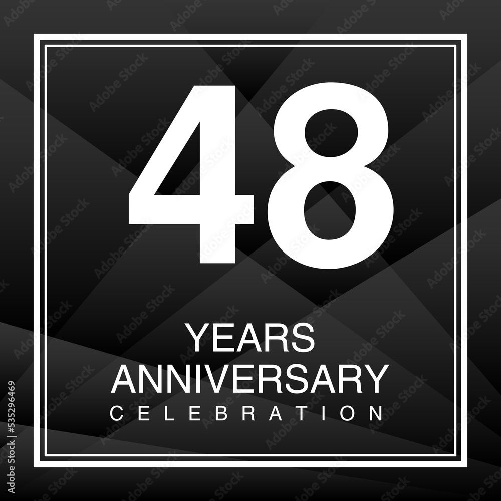 48 Year Anniversary Celebration Logo Vector On Red Background, 48