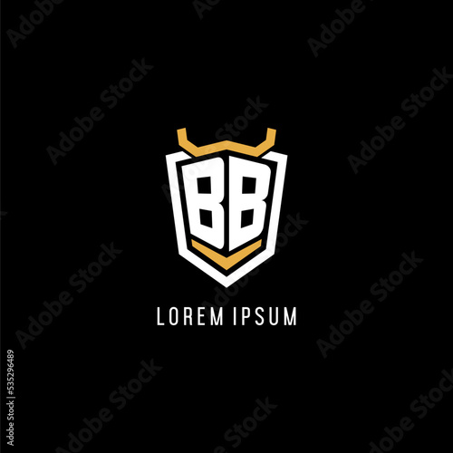 Initial BB geometric shield esport logo monogram design style