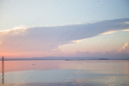 River with sunset at Ubonrat dam,Thailand.