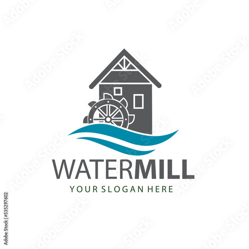illustration of water mill wheel isolated on white background