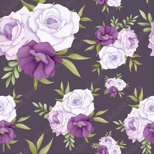 elegant floral seamless pattern with beautiful purple flower © darren