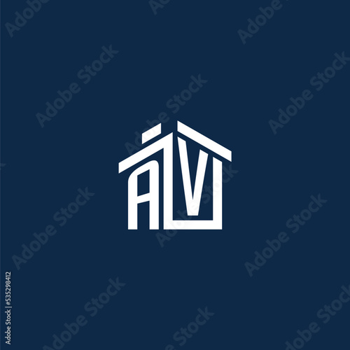 Initial letter AV house shape logo with geometric pictogram icon style