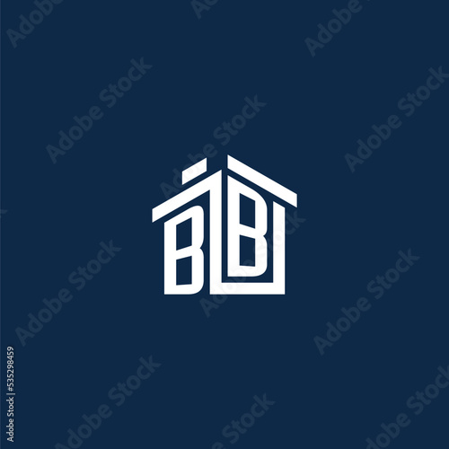 Initial letter BB house shape logo with geometric pictogram icon style