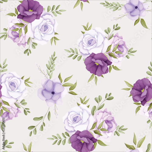 elegant floral seamless pattern with beautiful purple flower