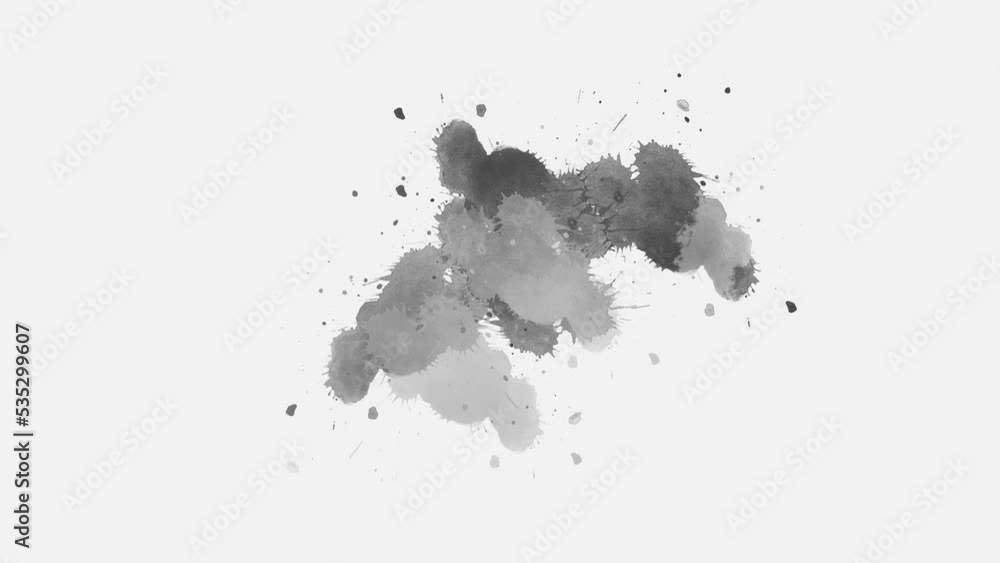 Ink splatters transition animation. Ink brush stroke transition. Ink splash. Abstract inkblot, splat, fluid art, overlay, alpha matte composition. Ink splatters transition animation. Ink brush stroke transition. Ink splash. Abstract inkblot, splat, fluid art, overlay, alpha matte composition.