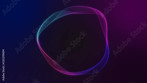 Abstract 3D render neon circle. Purple neon circles abstract futuristic hi-tech motion background seamless loop. Video 3d animation Ultra HD 4K 3840x2160