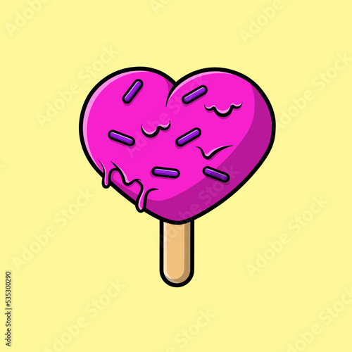 Popsicle Ice Cream Love Cartoon Vector Icons Illustration. Flat Cartoon Concept. Suitable for any creative project.
