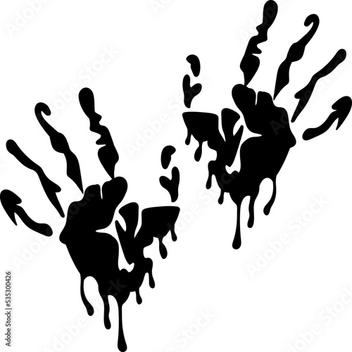 Silhouette of zombie hand. Handprint silhouette.