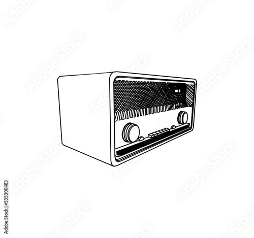 vintage radio device vector design on white background