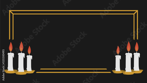 vintage white candle black background with gold frame