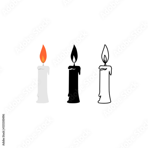 set of candle design vector on white background