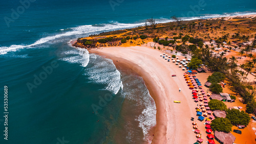 Praia Tropical Brasil Nordeste Paradisíaco Paraíso São Miguel do Gostoso Rio Grande do Norte Brasileiro Verão Viagem Turismo Viajar Mar Oceano Céu Drone Aéreo Paisagem Veraneio Aventura Areia  photo