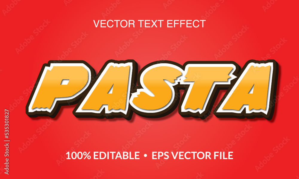 Pasta Editable 3D text style effect vector template