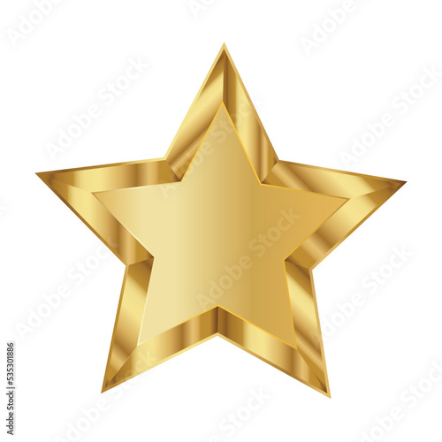 Realistic metallic golden five pointed star icon