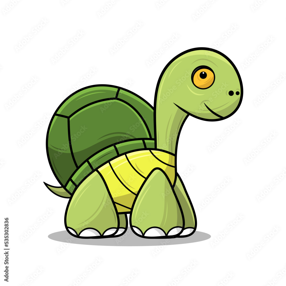 Fototapeta premium Isolated cute cartoon sea turtle illustration. Tortoise mascot logo.