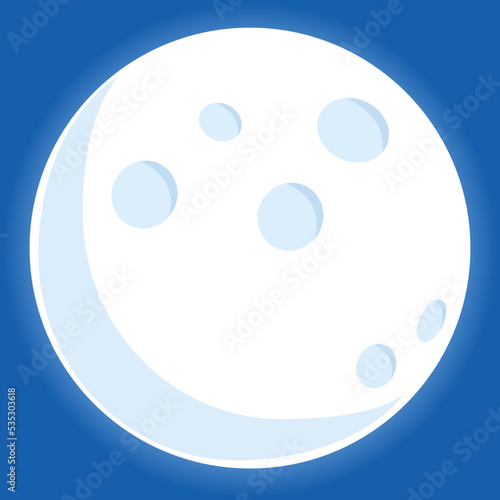 An image of a shining moon against a blue sky in vector
