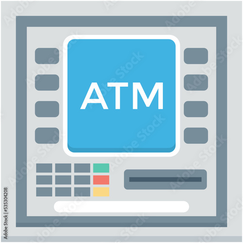 Atm Machine Colored Vector Icon