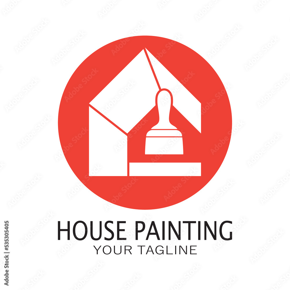logo icon illustration house paint with a blend of brushes and rollers for house wall paint design, minimalist house, painting, interior, building, property business, wallpaper, vector concept logo icon illustration house paint with a blend of brushes and rollers for house wall paint design, minimalist house, painting, interior, building, property business, wallpaper, vector concept