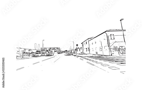 Building view with landmark of Padua is the  city in Italy. Hand drawn sketch illustration in vector.