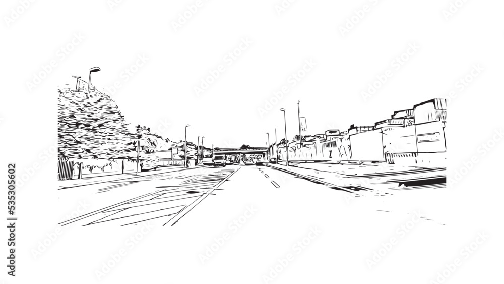Building view with landmark of Padua is the 
city in Italy. Hand drawn sketch illustration in vector.