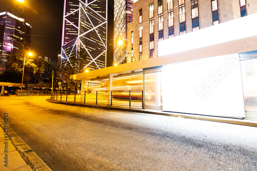 Photography Blank billboard in roadside at night